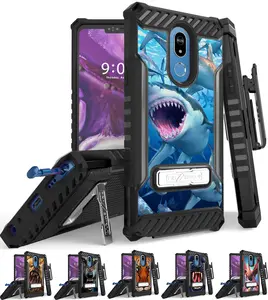 Tri-Shield [FIERCE CREATURE SERIES] Rugged Case Metal Kickstand Cover + Belt Clip Holster [ANIMAL DESIGN] for LG Stylo 5, Stylus-5
