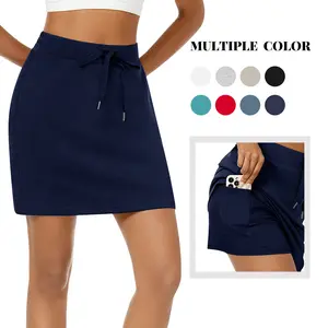 Casly Lamiit Women's Fitted High Waisted Skort with Pockets - Cotton French Terry Fabric, Elastic Waistband, Sporty Breathable Skorts, Gymskirt, Yogas Skirts, Summer Fitness Everyday Wear outdoorfun