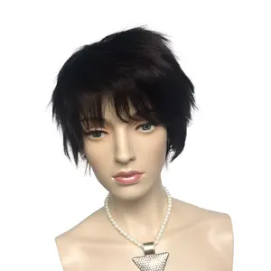 Short Synthetic Wig with Side Bangs High Temperature Fiber Unisex European American
