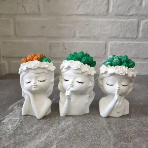 Wreath Girl Flower Pot Silicone Mold DIY Sleeping Beauty Vase Storage Box Mould Plaster Resin Concrete Cast Molds Home Decor