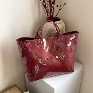 2026 Spring Must-Have Large Tote Bag, Chic & Functional with Waterproof PVC Finish, Fits Laptop, Makeup, Water Bottle & More – Great for Office or Casual Days