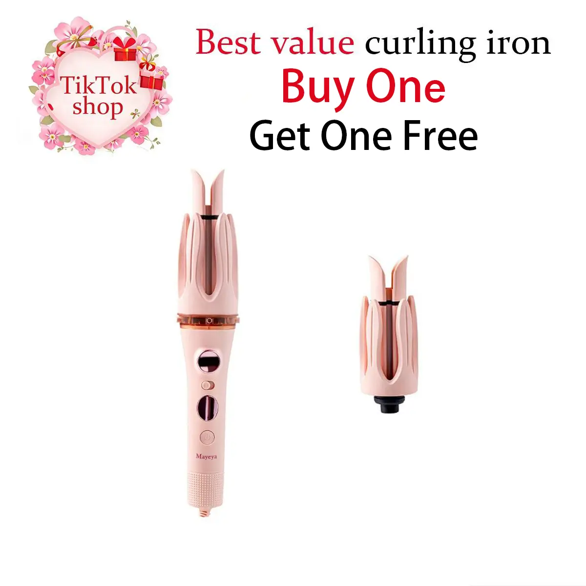 Mayeya Pink  Instant Naturalwaves Automatic Curler with LED Display & Adjustable Temperature Settings 300℉-420℉ Portable Travel Ready Dual Voltage 120-240V，3-in-1 and 2-in-1hair styling tools ，Pink，Plug tiktoksh,back to school,back to school haul