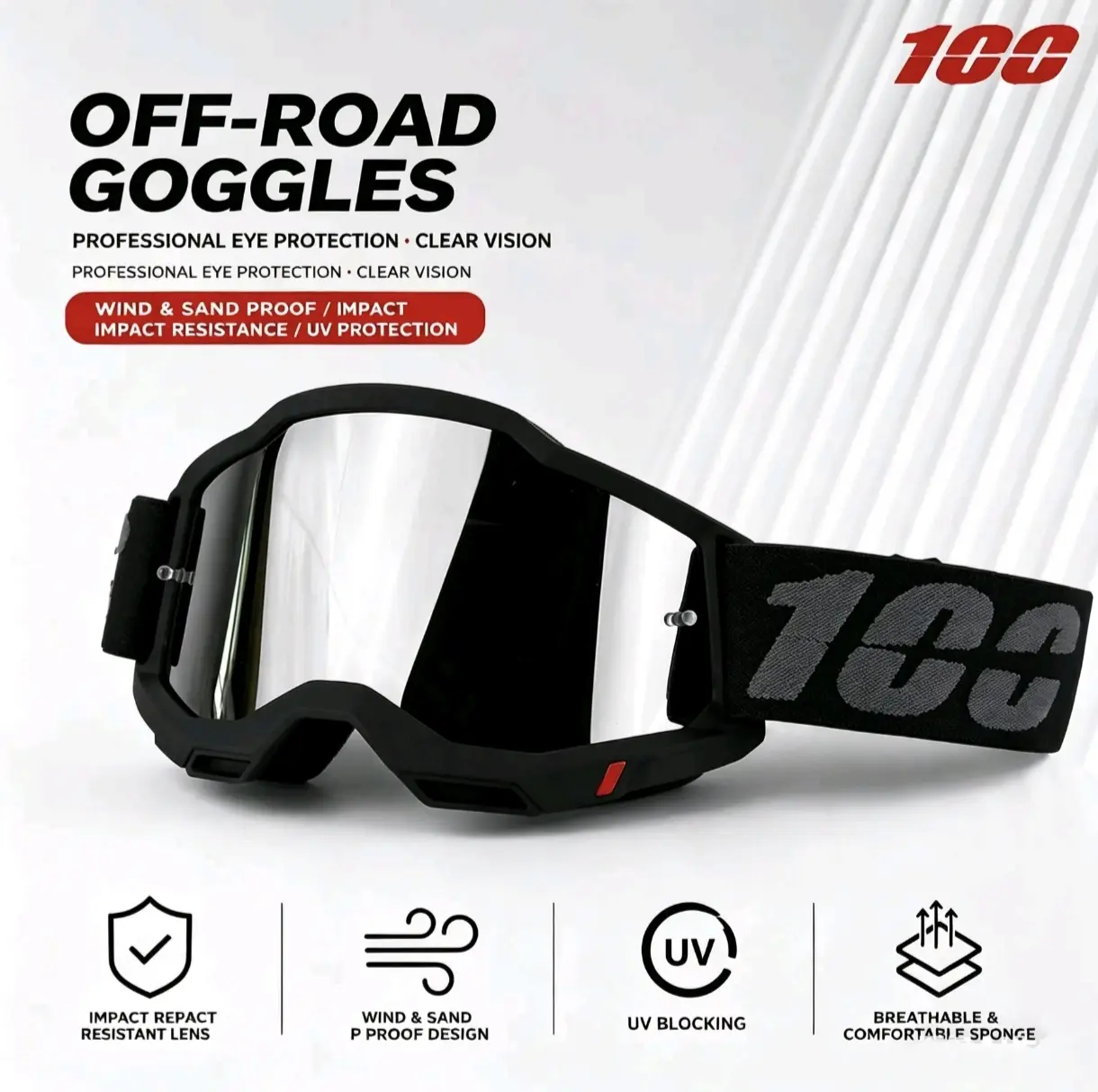 Windproof Dustproof Moto Goggles, Motocross Goggles, Dirt Bike Goggles, Unisex Motorcycle Sunglasses, MTB Atv Skiing Cycling Racing, Off-Road Sports Eye Protection, Motorcycle Protective Gear fashion eyewear rhinestone accent