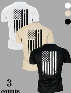Men's American Flag Print Short Sleeve Tee, Regular Fit Casual Fashion T-Shirt For Daily Wear, Men's Top For All Seasons, Classic T-Shirts For Men