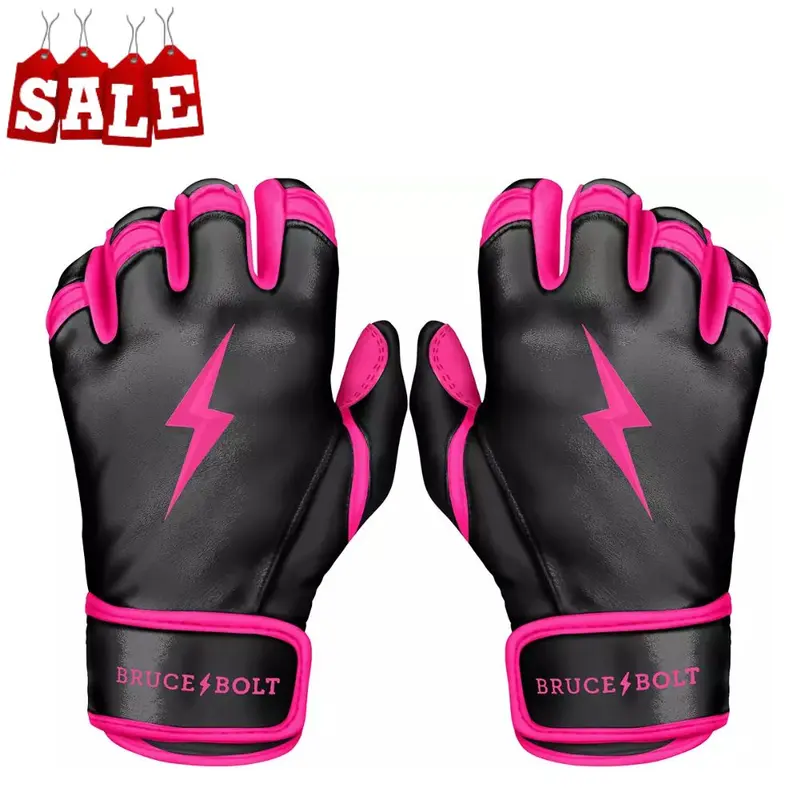 Men's Bear Series Short Cuff Batting Gloves- Pink, durable grip lightweight breathable material enhanced control comfortable fit for baseball softball training games