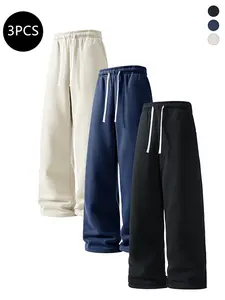 3-Pack Men’s Straight-Leg Casual Pants for Spring/Autumn — Trendy, Versatile Loose Fit Athletic Pants for Fitness & Running