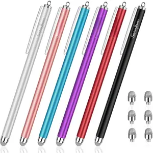 Stylus Pens for  Screens (6 Pcs), Sensitivity Capacitive Stylus Fiber Tips  Screen Pen with 6 Extra Replaceable Tips for for iPad  Tablets  Universal  Devices