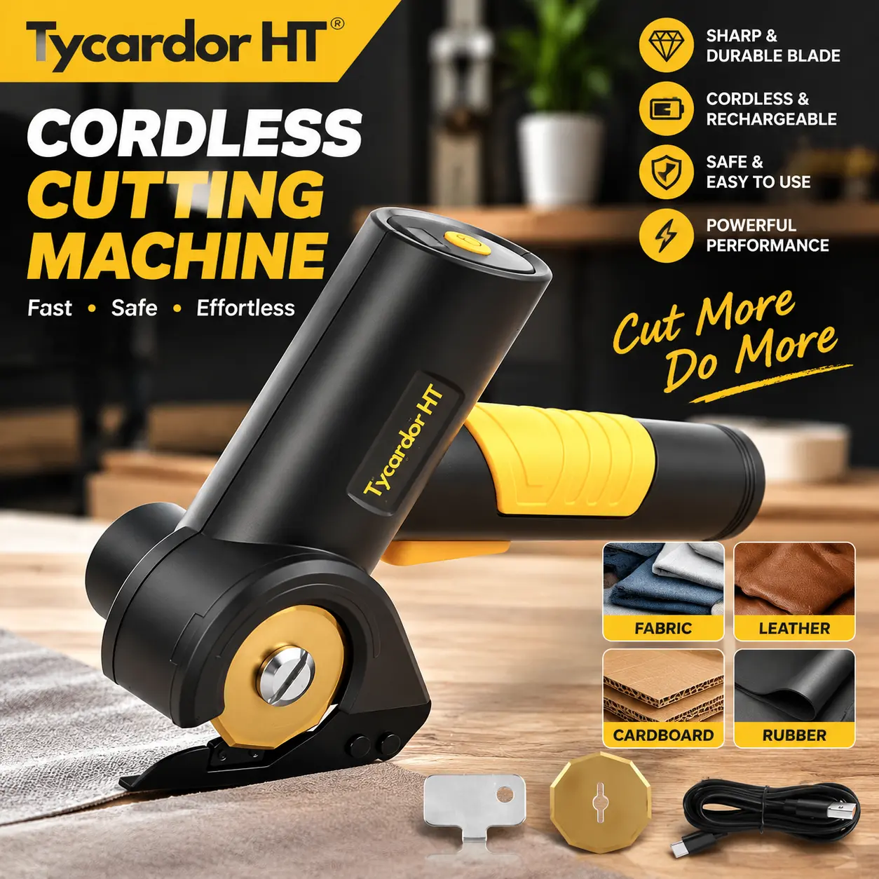 Cordless Electric Scissors Rechargeable Electric Box Cutter High Speed Cardboard Scissor 4V  with 2 Blades and Storage Bag