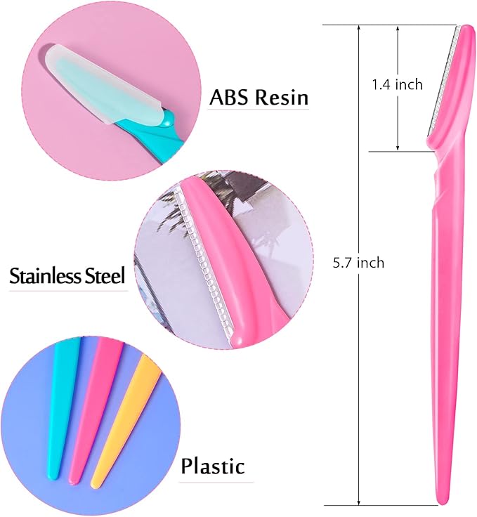 12-Pack Eyebrow Razor for Women & Men Dermaplaning Face Exfoliator Facial Hair Remover Precision Eyebrow Shaper with Safety Cover Multipurpose Face Shaving Tool