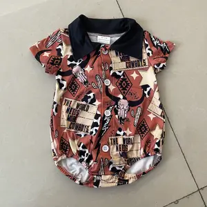 Baby Boy Western Clothes Summer Boy Bubble Baby Onesie Bowboys Bubble