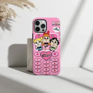 Pink Powerpuff Girls Cry Babies Tough Phone Case | Aesthetic Case | Protective Cover | Unique Gift | For Iphone 16/15/14/13/12/Pro/Max | Girly Case | Cry Baby Lover Gift | Coquette Style | Cry Baby
