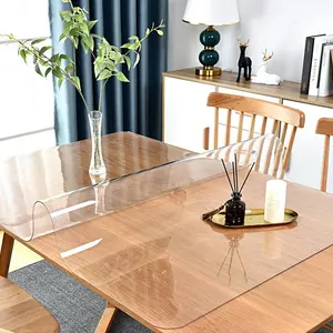 Transparent PVC Tablecloth, 35x69inch, 1.5mm Thick, Waterproof, Oil-Resistant, Heat-Resistant, Scratch-Proof, Easy Clean, for Dining, Office, Kitchen