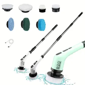Electric Rotary Cleaning Brush, Cordless Bathtub Electric Scrubber with 7 Replaceable Drill Brush Heads, Shower Cleaning Brush with Adjustable Handle for Bathroom, Tile Floor and Car, Spin Scrubber, Christmas gift