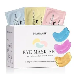 Under Eye Patches (30 Pairs) Gold Eye Mask and Hyaluronic Acid Eye Patches for puffy eyes,Rose Eye Masks for Dark Circles and Puffiness under eye skin care Smooth Wrinkles products