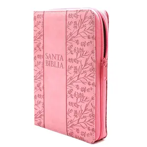 Santa Biblia Reina Valera 1960 Letra Grande tamano manual con Cierre Indice color Rosado Floral/ Spanish Holy Bible RVR 1960. Handy Size, Large Print, Zipper, Pink