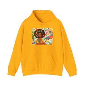Afro Goddess Hoodie, African American Woman Sweatshirt, Colorful Hooded Jumper, Ethnic Design Apparel, Unisex Pullover, Afrocentric Clothing