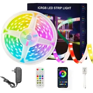 Led Lights for Bedroom 166FT  IC+RGB,  Sync Color Changing Strip Lights, 24Key Remote+App Control Light Strip for BedHead,Underbed,Ceiling,Background Wall(2Rolls of 83FT)