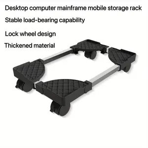 Computer Tower Stand with Wheels, Adjustable Shelf for Home Office, Portable PC Case Holder, Simple Storage Organizer