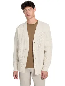 GUESS Male Eco Jeffry Cable-Stitch Cardigan Sweater