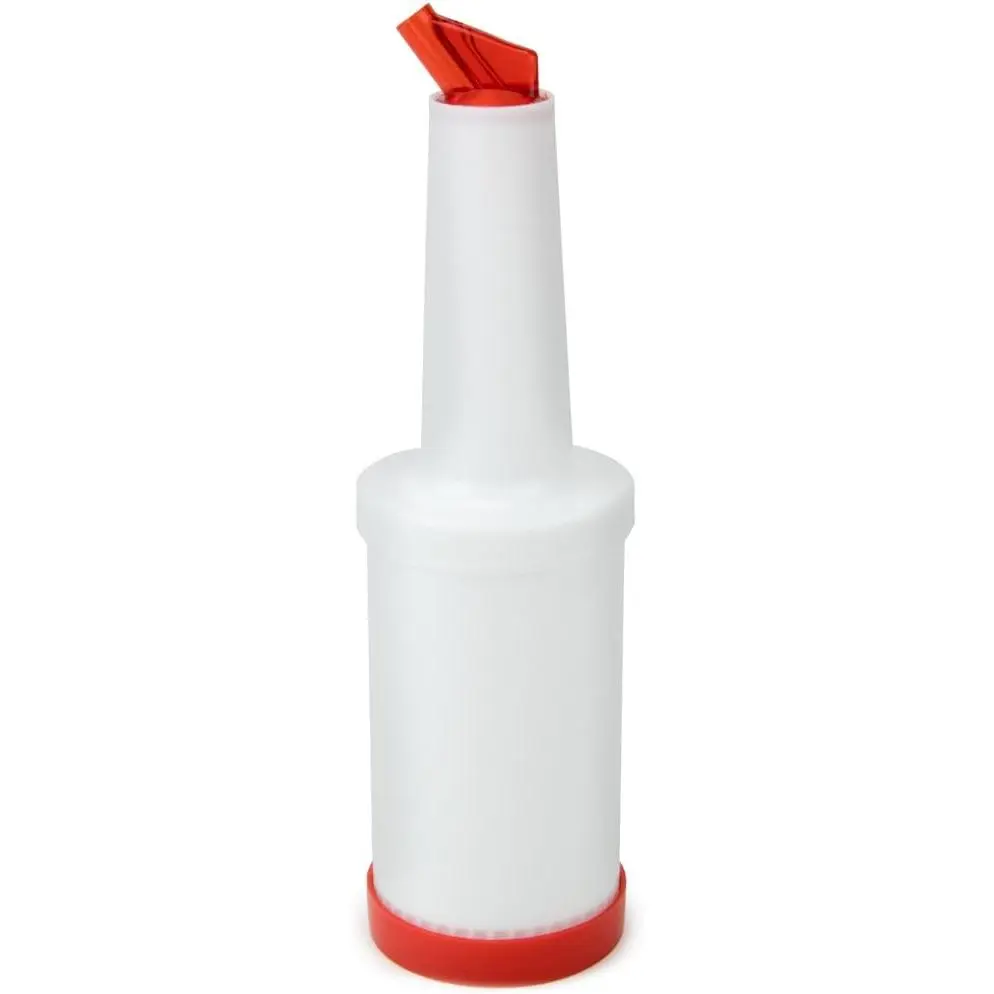 Cocktailor 32 oz. Bar Juice Pour Bottles (Red) - Store and Pour Containers for Bar - Plastic Juice Pourers for Bartending, Bar Mixer Bottles - Barware and Bar Supplies