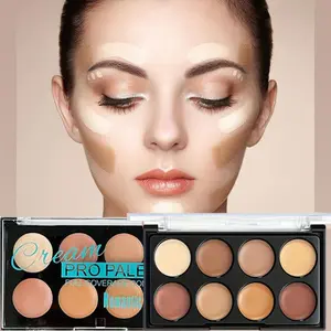 Romantic Flower 8 Color Full Cover Concealer Palette, 3-in-1 Contour Highlighter Waterproof Face Makeup Base, Suitable for Dark Circles Redness Skin