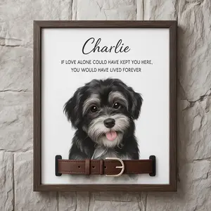 Custom Dog Portrait Memorial Frame – Pet Collar Holder, Dog Remembrance Gift, Pet Portrait Collar, Pet Loss Sympathy Keepsake