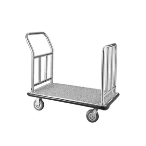 fathersdaygift VEVOR Hotel Luggage Cart, 750 LBS Load Capacity, Deluxe Platform Truck with Removable Front Frame, Valet Cart with Grey Carpeted Deck and 6-inch Rubber Wheels, Ideal for Hotels, Condos, Resorts