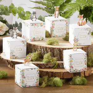 Kate Aspen 96 Pcs Woodland Baby Favor Box, Animal Design Party Candy Boxes Creative Gift Boxes for Birthday, Baby Shower, Anniversary Party (Bulk) - Pink