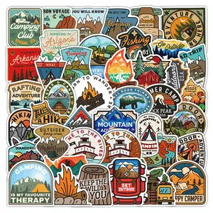 50Pcs Wild Outdoor Camping Adventure Waterproof Stickers Nature Travel Decals For Luggage Laptop Skateboard Sticker Set