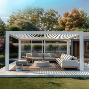 Household Windproof and Rainproof Smart Flip Louver Pavilion Electric Rotating Aluminum Alloy Pavilion Villa Garden Viewing Pavilion