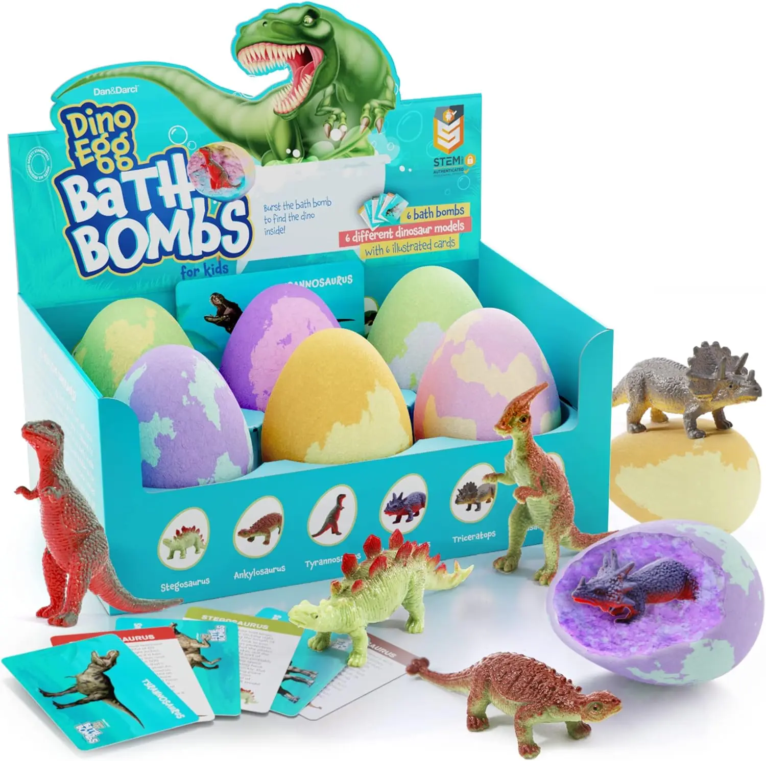 Dino Egg Bath Bombs for Kids Easter Basket Stuffers  Kid Baths Bomb with Surprise Inside Dinosaur Toys Gift for Boys and Girls Ages 6 7 8 Years Old Gifts Fun Educational Toy Fizzy
