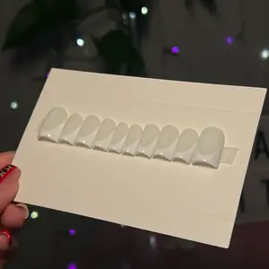 White on white classy French tip press ons