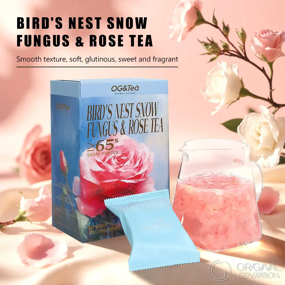 OG | Newly Upgraded 2.0 | Tremella Snow Fungus Rose Tea · 65% Snow Fungus · Caffeine Free · with Goji Berry Edible Bird’s Nest Peach