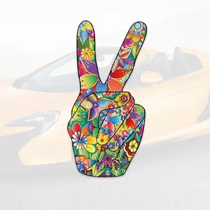 Car Finger Pattern Decorative Sticker, Flower Pattern Finger Gesture Sticker, Car Exterior Accessory For Car Window Door Decoration, Decal For Cars, Universal Car Sticker