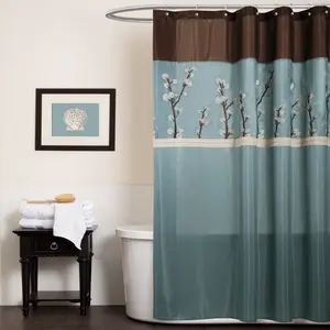 Lush Decor Cocoa Shower Curtain - Floral Design - Traditional Style - Faux Material -Inspired Bathroom Accessory