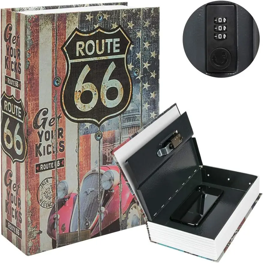 Hidden Metal Lock Box,Diversion Book Safe with Combination Lock,Money Hiding Box,Collection Box,9.5" x 6.2" x 2 .2",USA