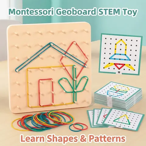 Plastic Geometric Board Set, Math Manipulatives, Math Learning Tools, Math Teaching Aid, Stem Puzzle Matrix, Fine Motor Skills, Montessori Toy, Early Development, Ages 3+