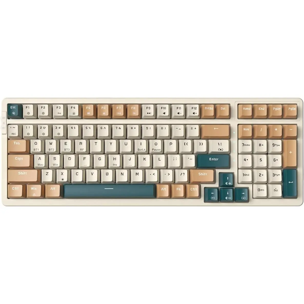Mechanical Keyboard, Triple Mode 2.4G/USB-C/BT Gaming Keyboards 100  RGB Backlit, Brown  Rechargeable | Brown Combo
