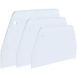 Luckycivia 3- Trapezoidal Plastic Scraper - Multi-Function Kitchen Tool for Pizza Dough, Pastry, Cake (White)