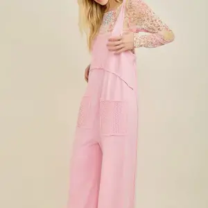 Lace jumpsuit pink
