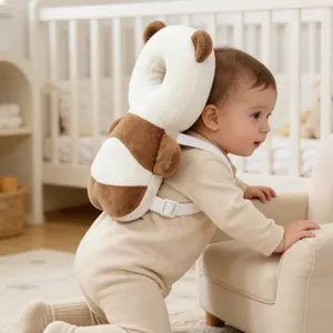 Baby Head Protector Cushion Backpack for Walking & Crawling, Christmas Elements, Adjustable Toddler Safety Gear, Bee Design