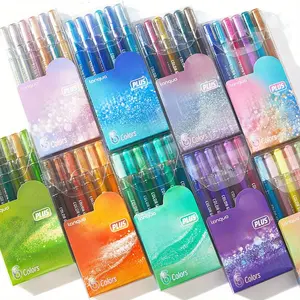 6pcs Multicolor Glitter Gel Pens Set, 1.0mm Medium Tip Smooth Writing, Ink Flow, Sparkle Effect, Ideal for Students, Diary Decoration, Office Marking, Stationery