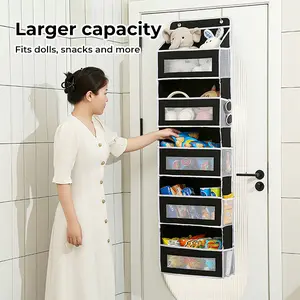 Thickened double-layer storage rack for behind the door, equipped with an anti-tip structure and dedicated hooks; allows zoned toy storage and can be used in bedrooms, bathrooms, kitchens, nurseries, and food storage areas. Organiser