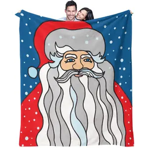 Santa Claus patterned blanket, suitable as a Christmas bedroom decoration gift for children and teenagers, soft and comfortable blanket, a single-sided printed blanket