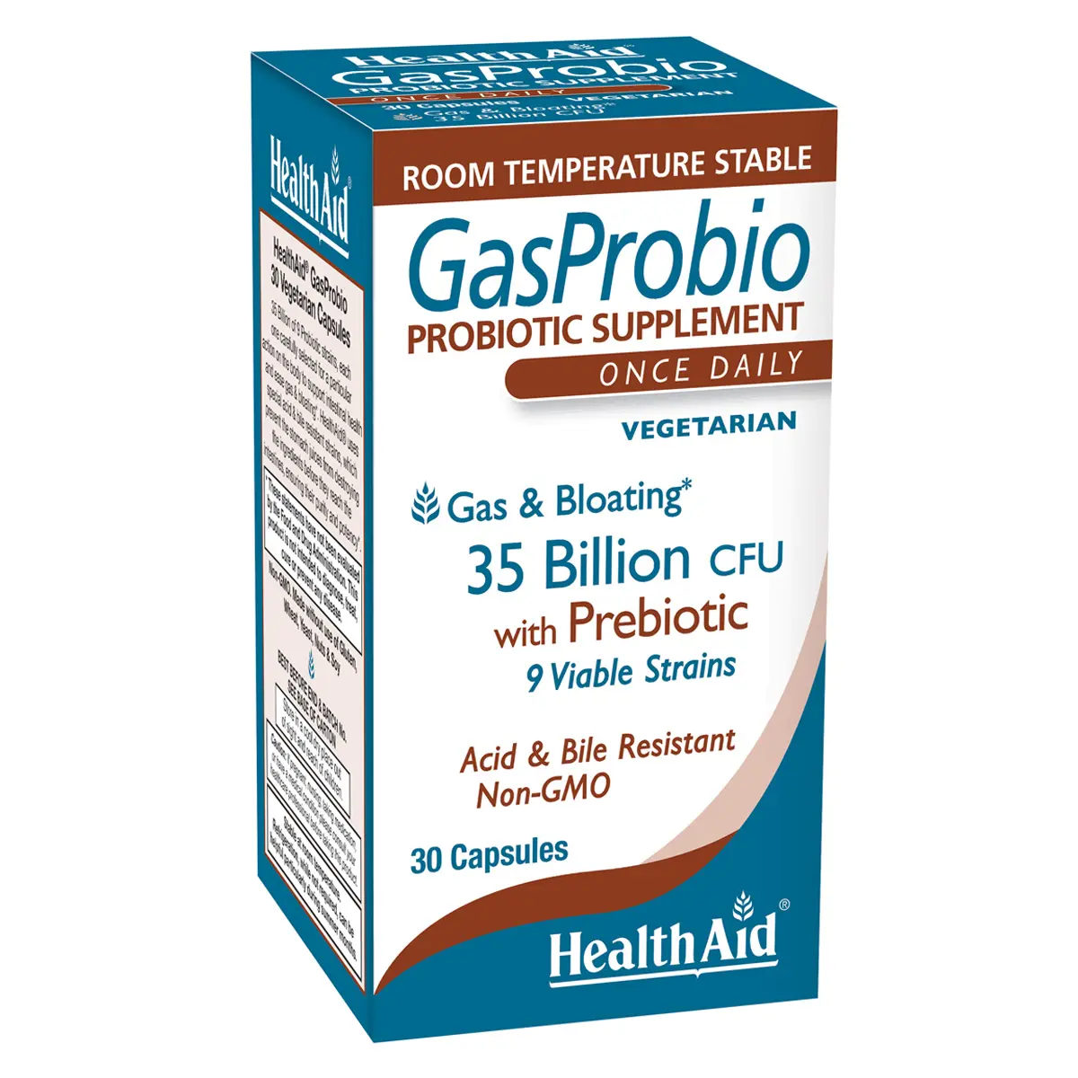 HealthAid GasProbio, Vegetarian Probiotic Supplement, 35 Billion CFU, 9 Strains with Prebiotic, 30 Capsules