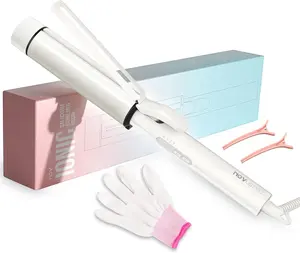 1.5 Inch Extra Large Curling Wand for Long Hair - Ceramic Tourmaline Barrel with 40000000 Negative Ions, 2 Clips & Heat-Resistant Glove dealsforyoudays