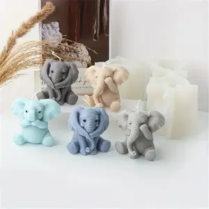 Cute Elephant Shaped Silicone Candle Mold, 1 Count 3D Animal Crafts Decoration Making Tool, DIY Chocolate Ice Cube Baking Mold