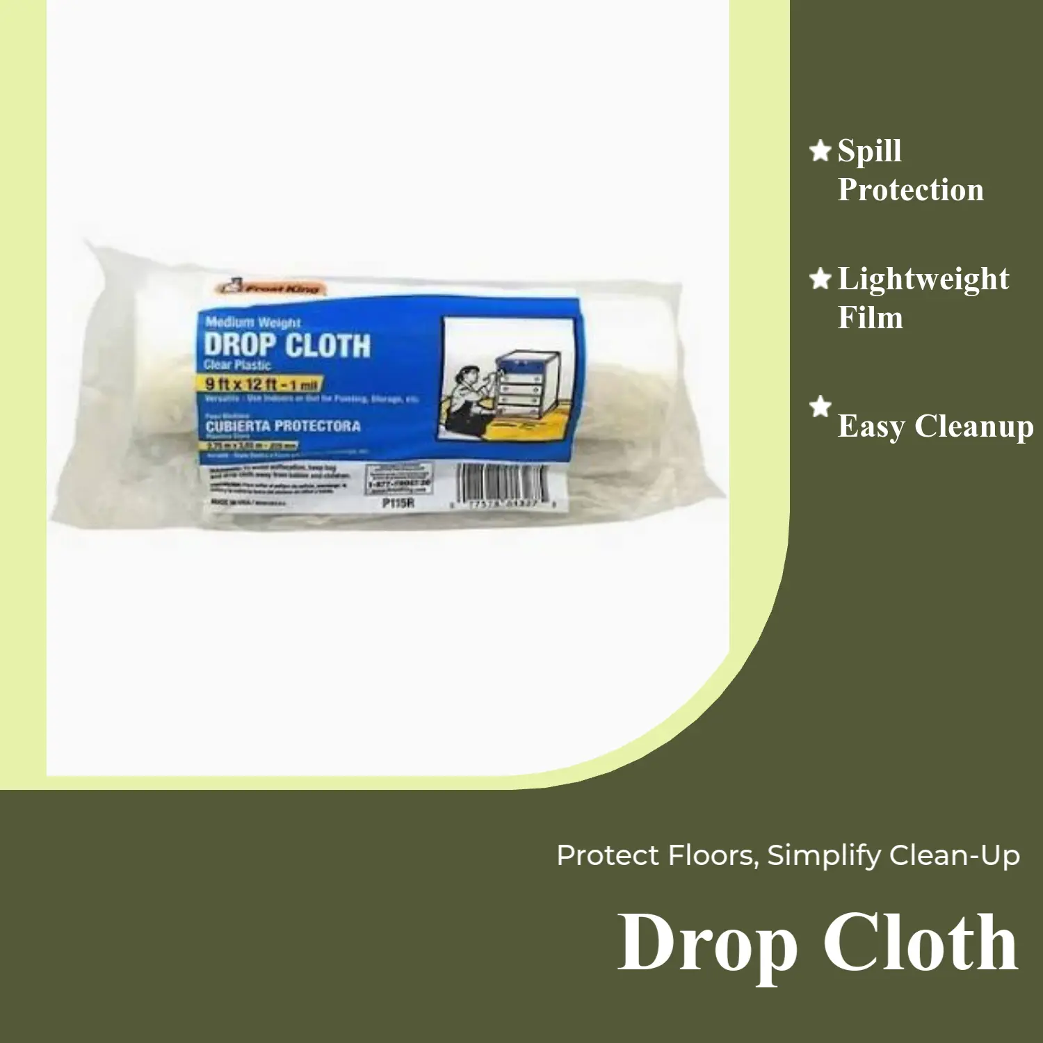Plastic drop cloth 1 mil 9x12