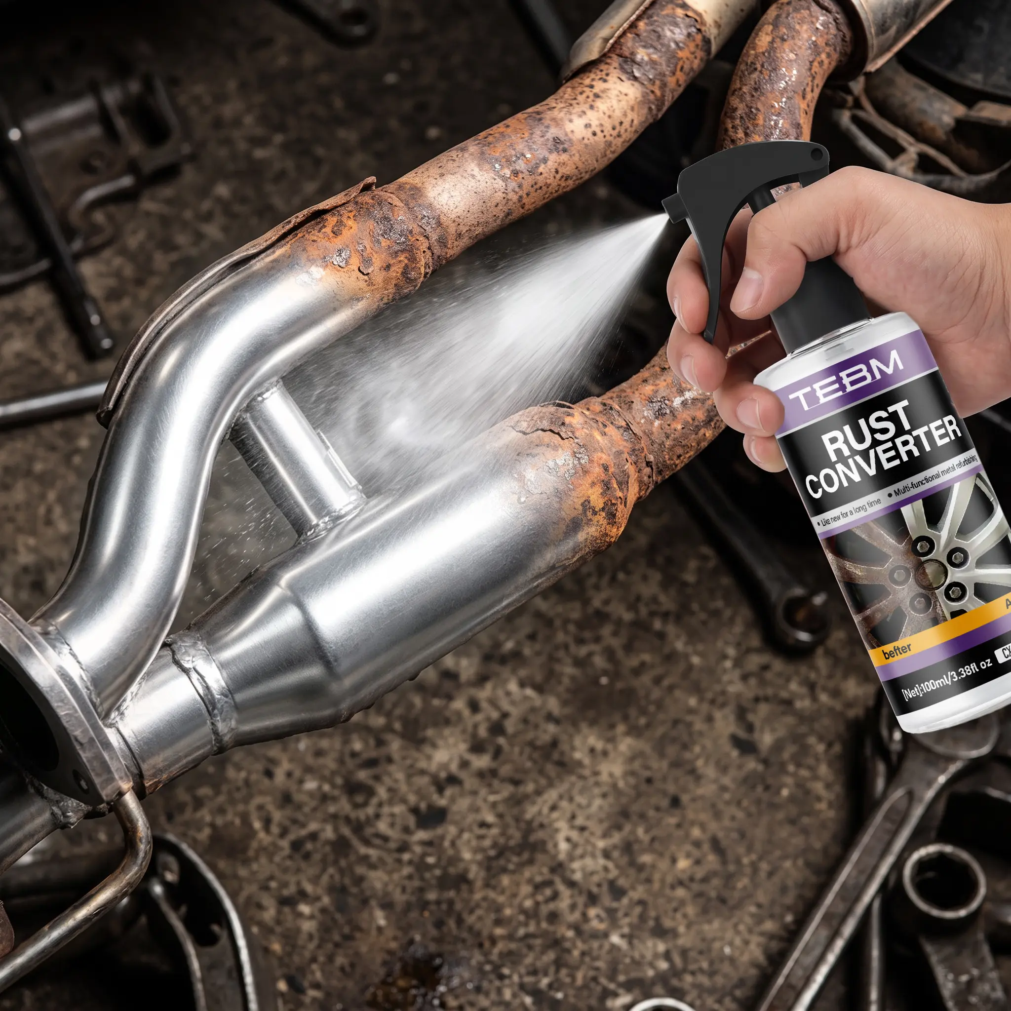 Car Rust Remover Spray, Metal Rust Polisher, Quick Rust Dissolver, DIY Friendly, Metal Tools and Car Rust Renovation, Instant Rust Removal, Fast Restoration, Automotive repair tools