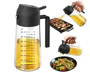 16oz/470ml Glass Olive Oil Sprayer for Cooking – 2 in 1 Olive Oil Dispenser Bottle for Kitchen Gadgets and Air Fryer Accessories, Salad, BBQ